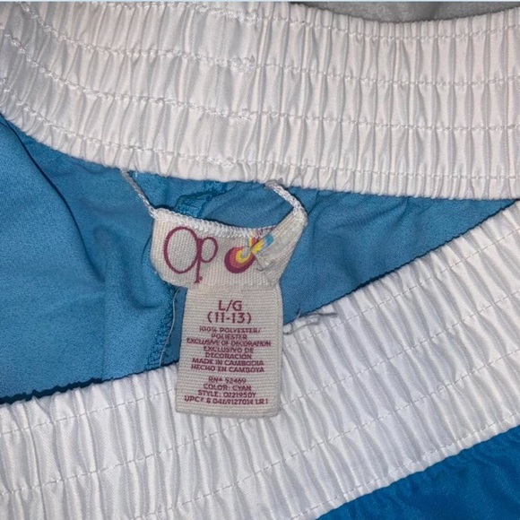 OP Women's Blue Athletic Shorts with White Trim piping micro surf juniors 11/13 - Picture 5 of 6